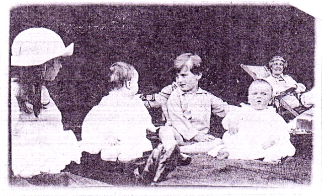Kittie Calderon 'keeping an eye on' Pym and Lubbock children at Foxwold, c.1912