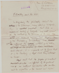 First page of Calderon's draft letter to the press, 5 October 1914