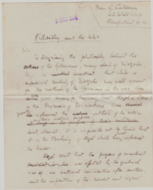First page of Calderon's draft letter to the press, 5 October 1914