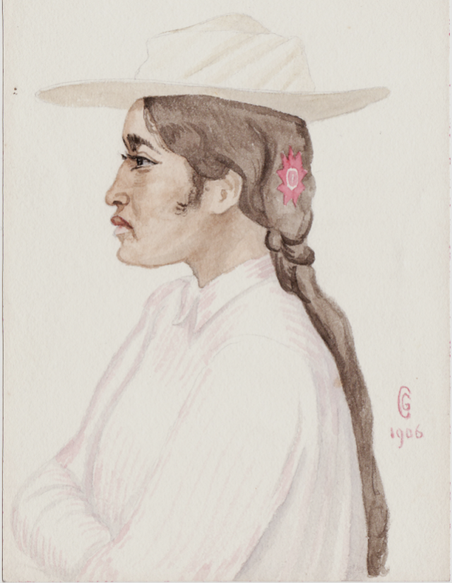 Unpublished watercolour by George Calderon, Tahiti 1906