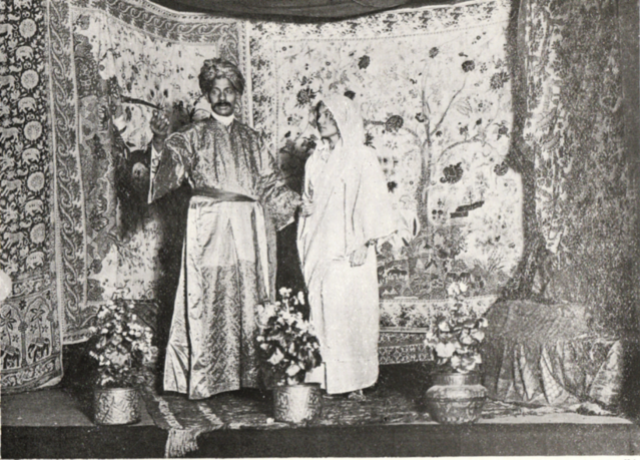 K.N. Das Gupta and Margaret Mitchell in an Indian Dramatic Society production of The Maharani of Arakan, 1913?