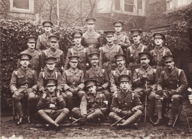 Officers of the 9th Battalion Oxfordshire and Buckinghamshire Light Infantry, April 1915.