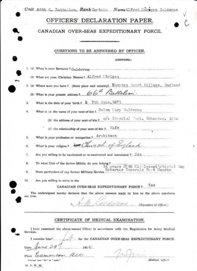 A M Calderon's Enlistment Papers
