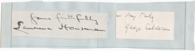 Signatures of Laurence Housman and George Calderon